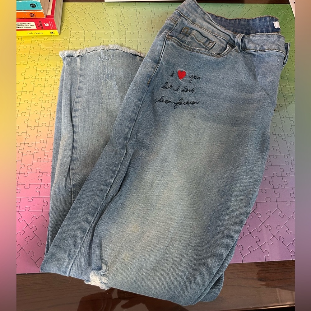 MyStyle Light Blue Jeans With Embroidered Details
